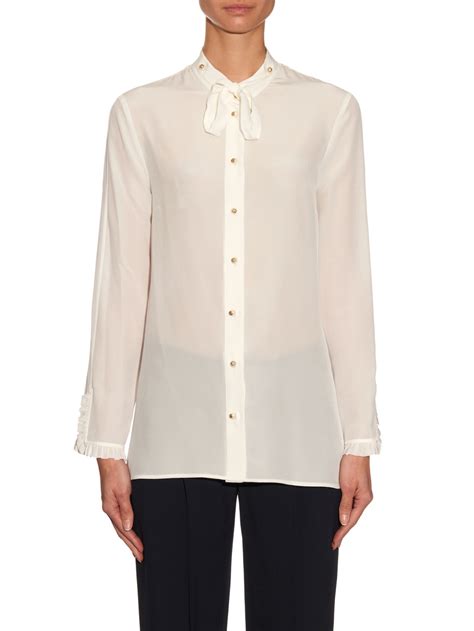 gucci blouse white with waste tie|topi Gucci original.